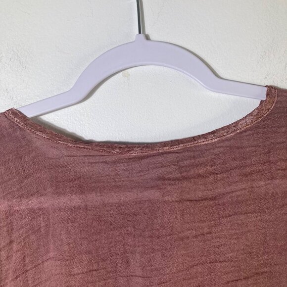 Womens J Morgan Puett Cotton Lagenlook Back Snap Tunic Asymmetrical Hem Brown O - Picture 4 of 11